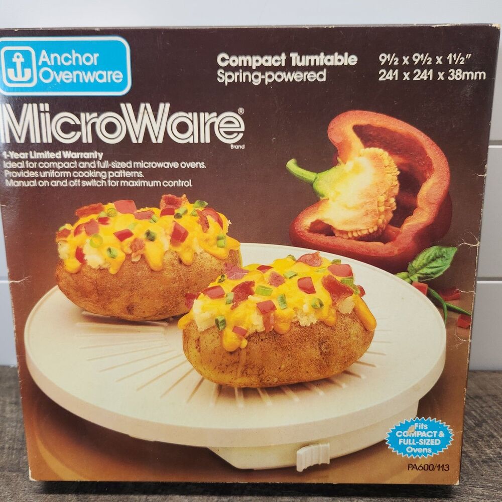 New Anchor Ovenware Microware Microwave Compact Turntable - Spring Powered